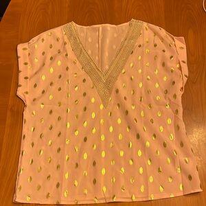 Pink and gold blouse v neck